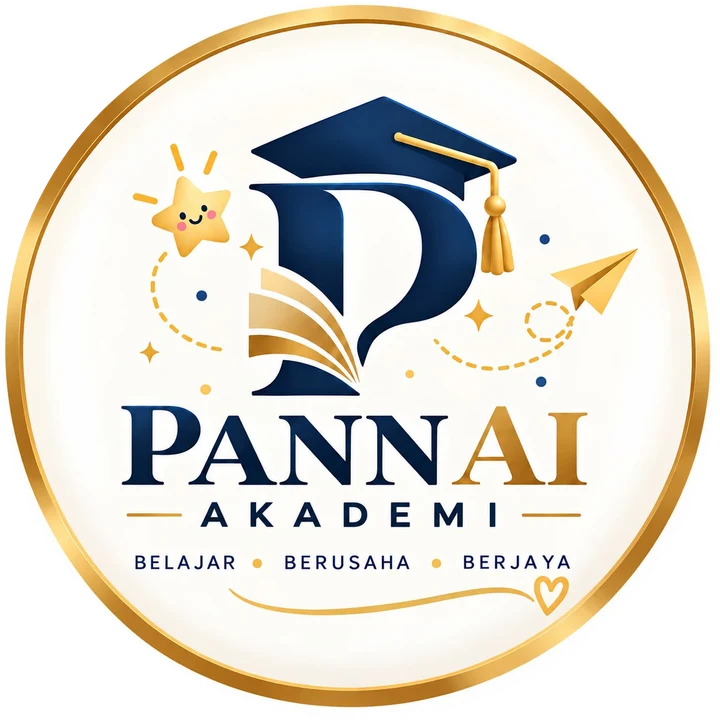 Lambang Pann Ai Akademi: topi konvokesyen di atas huruf P, dengan moto Belajar, Berusaha, Berjaya